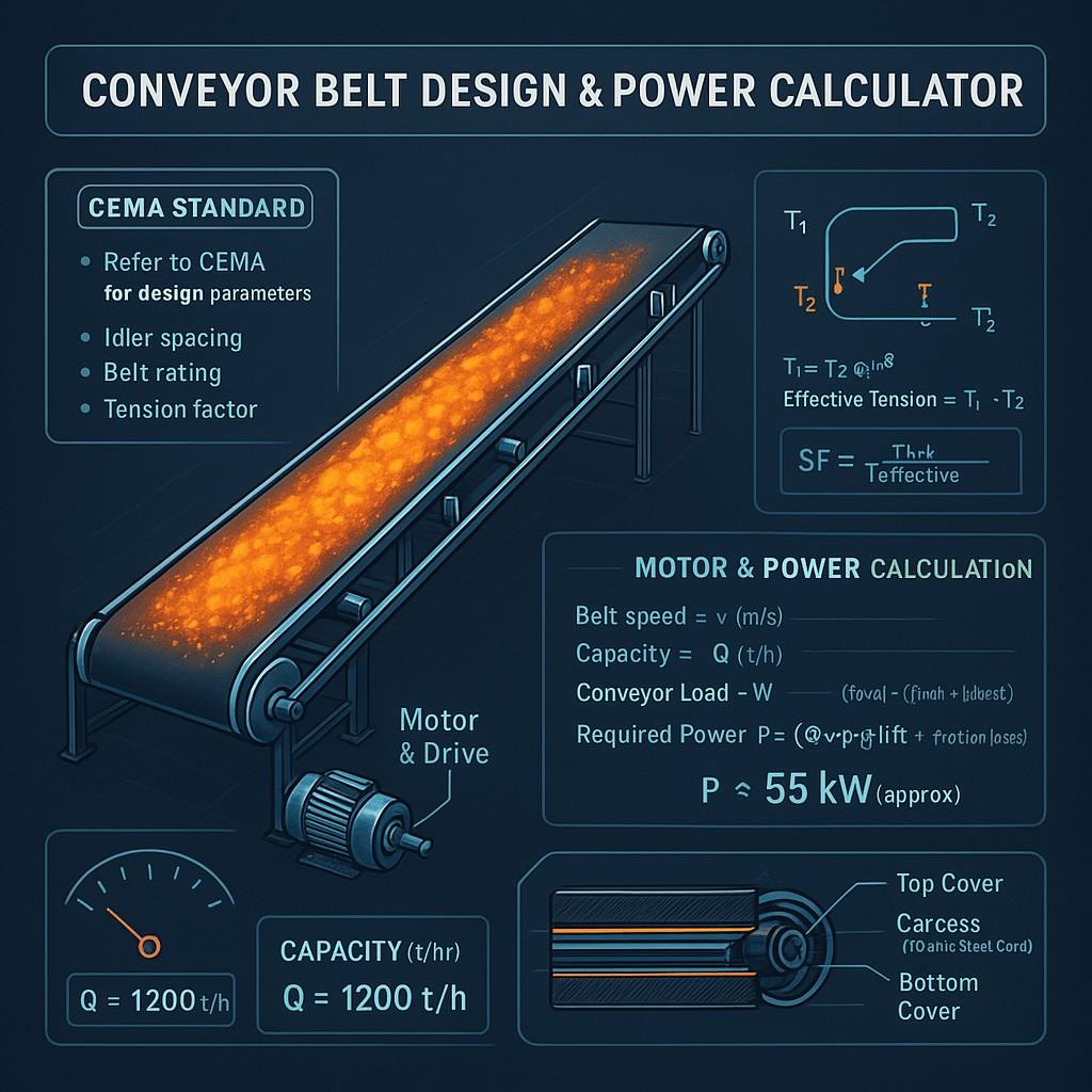 Conveyor Belt Design & Power Calculator