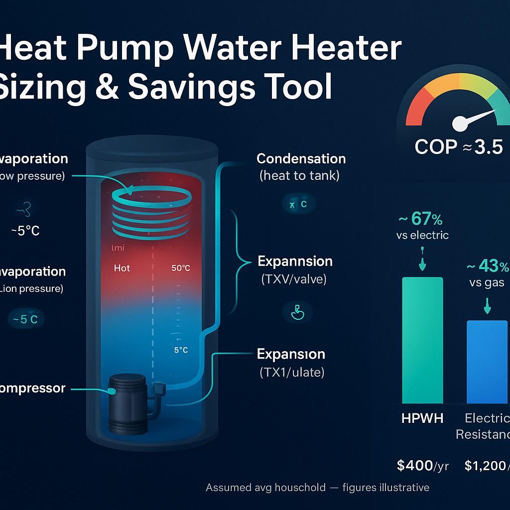Heat Pump Water Heater Sizing & Savings Calculator