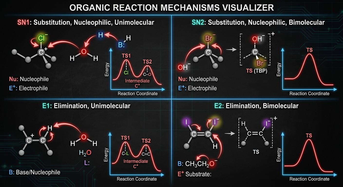 Organic Reaction Mechanisms Lab & Visualizer