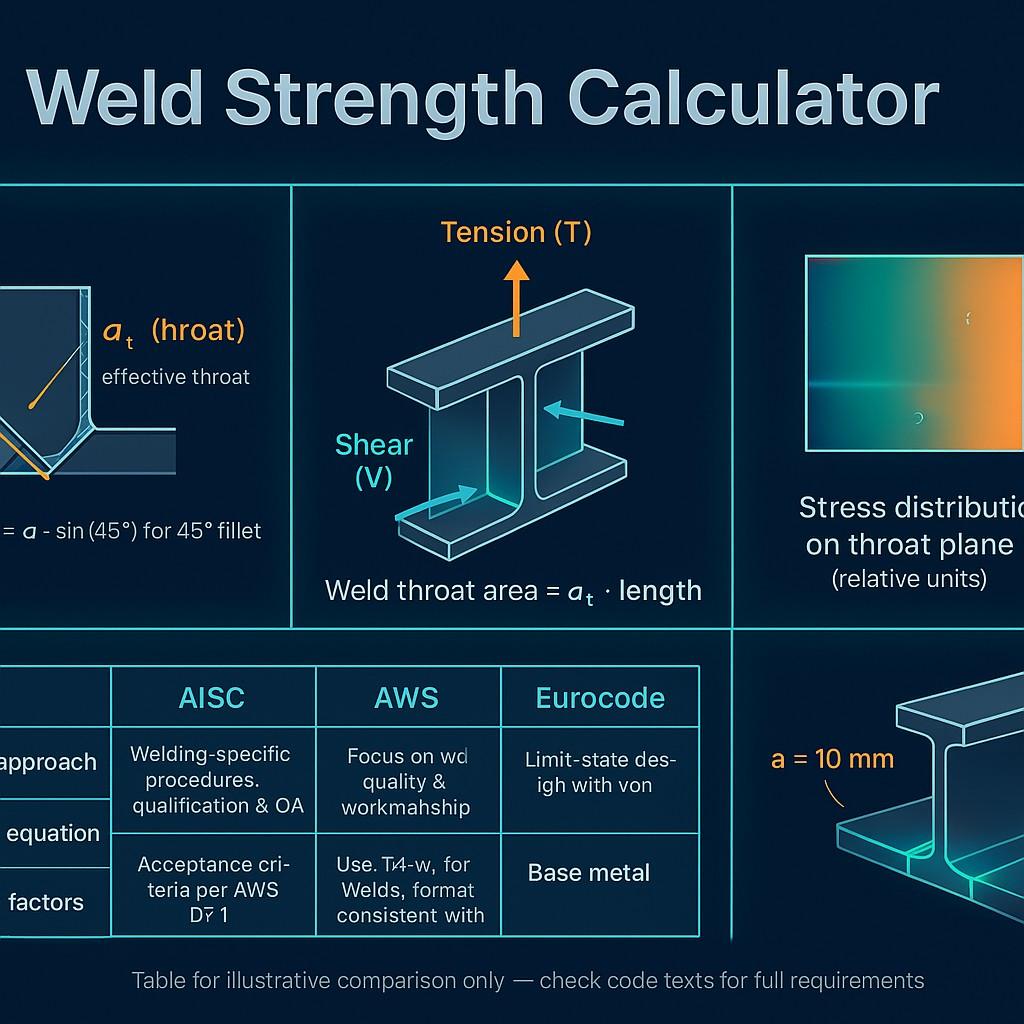 Weld Strength Calculator (AISC 360 / AWS D1.1 / Eurocode 3)