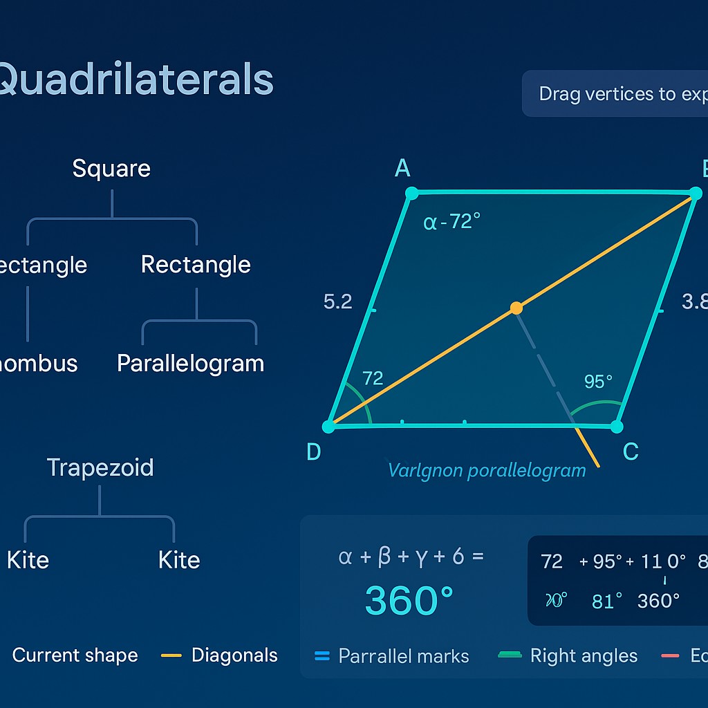 Free Quadrilateral Explorer: Interactive Properties of Squares ...