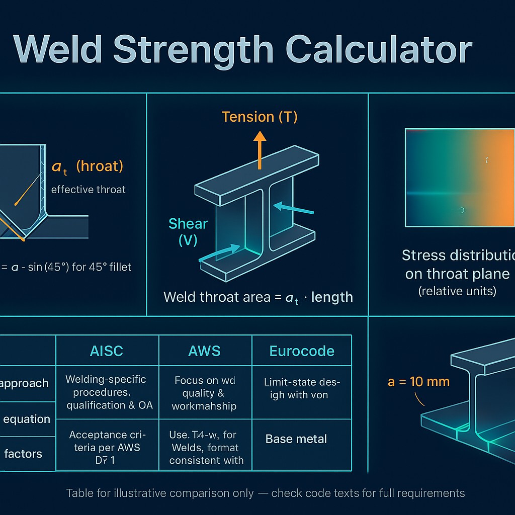 Free Weld Strength Calculator (AISC 360 / AWS D1.1 / Eurocode 3 ...